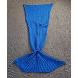 Handmade Crochet Knit Afghan Mermaids Tail Snuggle Blanket 56" Scales Fin Cobalt