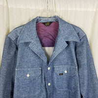 Lee Twill Denim Look Button Up Long Sleeve Polyester Leisure Shirt Mens M L US
