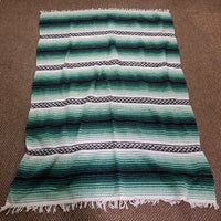 Vintage Falsa Yoga Blanket Aztec Stripe Print Woven 71"x50" Throw Stadium Black