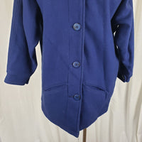 Vintage Woolrich Woman Cobalt Blue Plaid Lined Wool Car Coat Peacoat Womens S