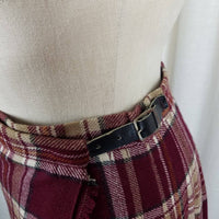 Vintage Pitlochery Knitwear Kilt Skirt Outfit Sash Top Wool Tartan Plaid Womens 14 Lochmari Maroon