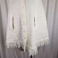 Vintage Sweater Bee by BANFF Knit Crochet Fringe Sweater Cape Poncho Womens MCM