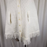 Vintage Sweater Bee by BANFF Knit Crochet Fringe Sweater Cape Poncho Womens MCM