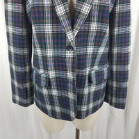 Vintage Pendleton Tartan Plaid 100% Pure Virgin Wool Blazer Jacket Womens M USA