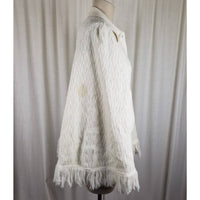 Vintage Sweater Bee by BANFF Knit Crochet Fringe Sweater Cape Poncho Womens MCM