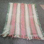 Vintage Woven Scalloped Afghan Striped Granny Chic Throw Blanket 50x59 Boho