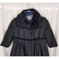 Rothschild Faux Fur Collar Velvet Trim Vegan Wool Princess Coat Peacoat Girls 2T