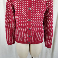 LL Bean Birdseye Cotton Wool Knit Sweater Jacket Nordic Pewter Buttons Womens S