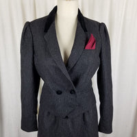 Vintage Sasson Pinstripes Wool Pencil Skirt Blazer Jacket Suit Set Womens 10 11