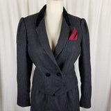 Vintage Sasson Pinstripes Wool Pencil Skirt Blazer Jacket Suit Set Womens 10 11