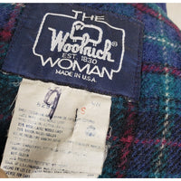 Vintage Woolrich Woman Cobalt Blue Plaid Lined Wool Car Coat Peacoat Womens S