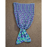 Handmade Crochet Knit Afghan Mermaids Tail Snuggle Blanket 39" Scales Fin Teal