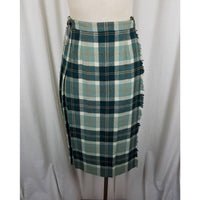 Vintage Scott of Aberdeen Kilt Skirt Wool Tartan Plaid Fringe Wrap Women 14 28in