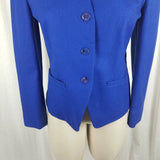 Vintage Pendleton Collarless Pure Virgin Wool Cobalt Blazer Jacket Womens 6 USA