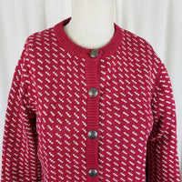LL Bean Birdseye Cotton Wool Knit Sweater Jacket Nordic Pewter Buttons Womens S