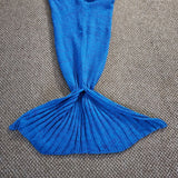 Handmade Crochet Knit Afghan Mermaids Tail Snuggle Blanket 56" Scales Fin Cobalt