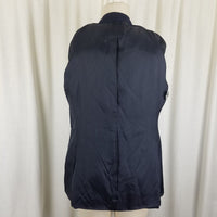 Marella Worsted Wool Navy Blue Collarless Jacket Blazer Womens 8 Crest Buttons