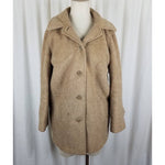 Vintage 100% Llama Wool Mouton Fur Car Coat Peacoat Womens 14 Camel Tan Color UK