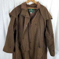 Vintage Jackeroos Oiled Canvas Duck Waxed Cape Top Stockman Drovers Trench Coat Mens 5 L
