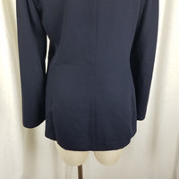 Marella Worsted Wool Navy Blue Collarless Jacket Blazer Womens 8 Crest Buttons