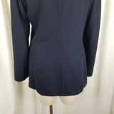Marella Worsted Wool Navy Blue Collarless Jacket Blazer Womens 8 Crest Buttons