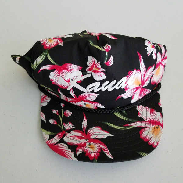 Vintage Kauai Hawaiian Hibiscus Flowers Baseball Hat Cap Mens OS Snapback Nissin