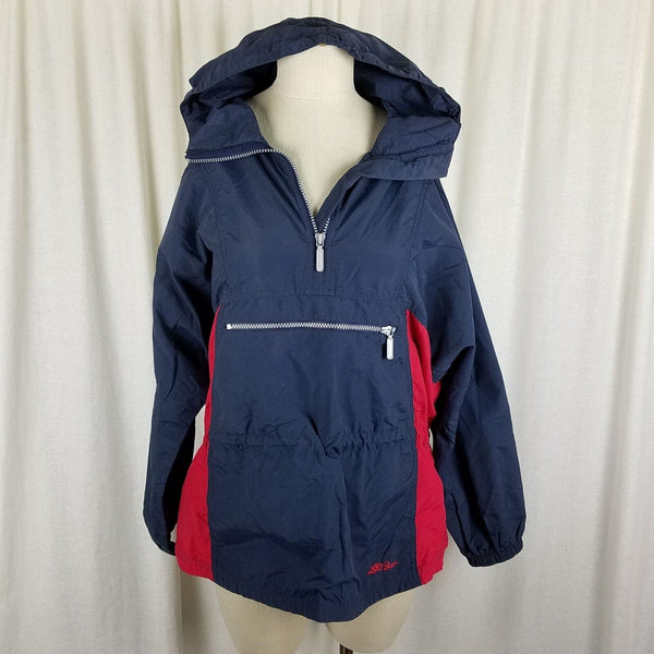 Vintage LL Bean Hooded Anorak 1/4 1/2 Zip Windbreaker Rain Jacket Womens size LP