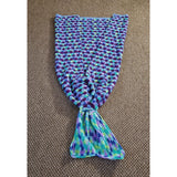 Handmade Crochet Knit Afghan Mermaids Tail Snuggle Blanket 39" Scales Fin Teal