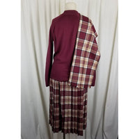 Vintage Pitlochery Knitwear Kilt Skirt Outfit Sash Top Wool Tartan Plaid Womens 14 Lochmari Maroon