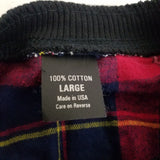 Vintage Budweiser Waffle Weave Tartain Plaid Henley Pullover LS Shirt Mens L