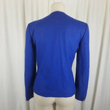 Vintage Pendleton Collarless Pure Virgin Wool Cobalt Blazer Jacket Womens 6 USA