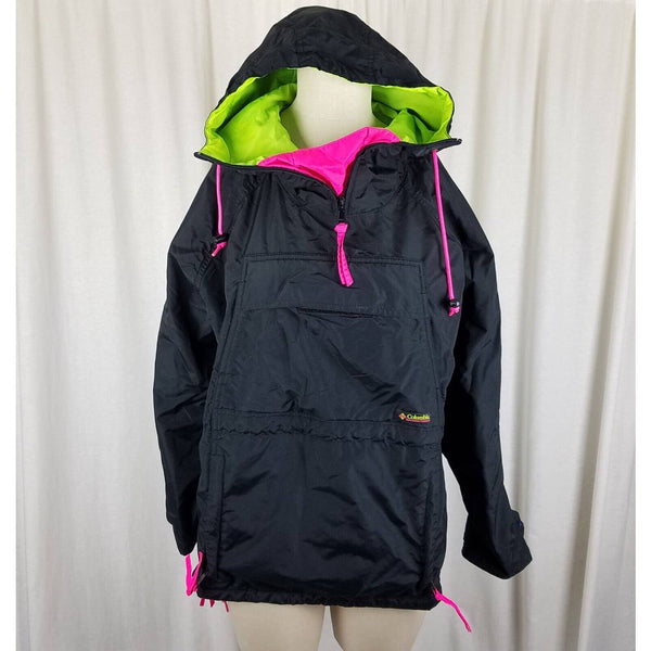 Vintage Columbia Neon Hooded Anorak Winter Windbreaker Parka Jacket Womens M