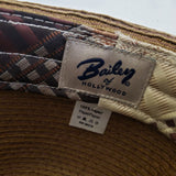 Vintage Bailey of Hollywood Paper Straw Fidora Hat Mens S Meyer the Hatter Plaid