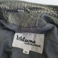 Vintage Wilsons Leather Alligator Crocodile Gray Patchwork Bomber Jacket Mens 42
