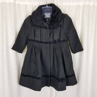 Rothschild Faux Fur Collar Velvet Trim Vegan Wool Princess Coat Peacoat Girls 2T