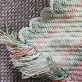 Vintage Woven Scalloped Afghan Striped Granny Chic Throw Blanket 50x59 Boho