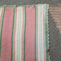 Vintage Woven Scalloped Afghan Striped Granny Chic Throw Blanket 50x59 Boho