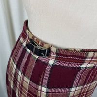 Vintage Pitlochery Knitwear Kilt Skirt Outfit Sash Top Wool Tartan Plaid Womens 14 Lochmari Maroon