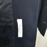 Marella Worsted Wool Navy Blue Collarless Jacket Blazer Womens 8 Crest Buttons