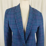 Vintage Pendleton Tartan Plaid 100% Pure Virgin Wool Blazer Jacket Womens S USA