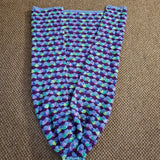 Handmade Crochet Knit Afghan Mermaids Tail Snuggle Blanket 39" Scales Fin Teal