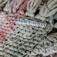 Vintage Woven Scalloped Afghan Striped Granny Chic Throw Blanket 50x59 Boho