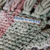 Vintage Woven Scalloped Afghan Striped Granny Chic Throw Blanket 50x59 Boho