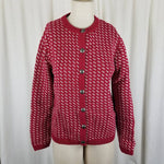 LL Bean Birdseye Cotton Wool Knit Sweater Jacket Nordic Pewter Buttons Womens S