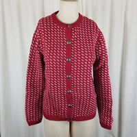 LL Bean Birdseye Cotton Wool Knit Sweater Jacket Nordic Pewter Buttons Womens S