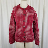 LL Bean Birdseye Cotton Wool Knit Sweater Jacket Nordic Pewter Buttons Womens S