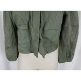 Boston Design Studio Linen Olive Cropped Snap Up Beaded Blazer Jacket Womens 12P