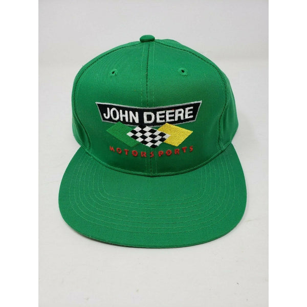 Vintage John Deere Motorsports Adjustable Snapback Cap Chad Little 90s Hat RARE