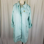 Talbots Petites Swing Rain Trench Coat Womens PS Placket Front Light Spring Blue