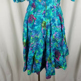 Vintage Handmade Square Dance Dress Ruffle Full Twirl Skirt Rockabilly Womens S